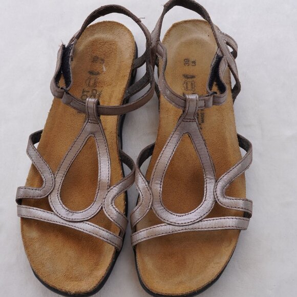 Naot Bronze Leather Open Toe Comfort Sandals Size 39 Hook & Loop Strap - Picture 2 of 8